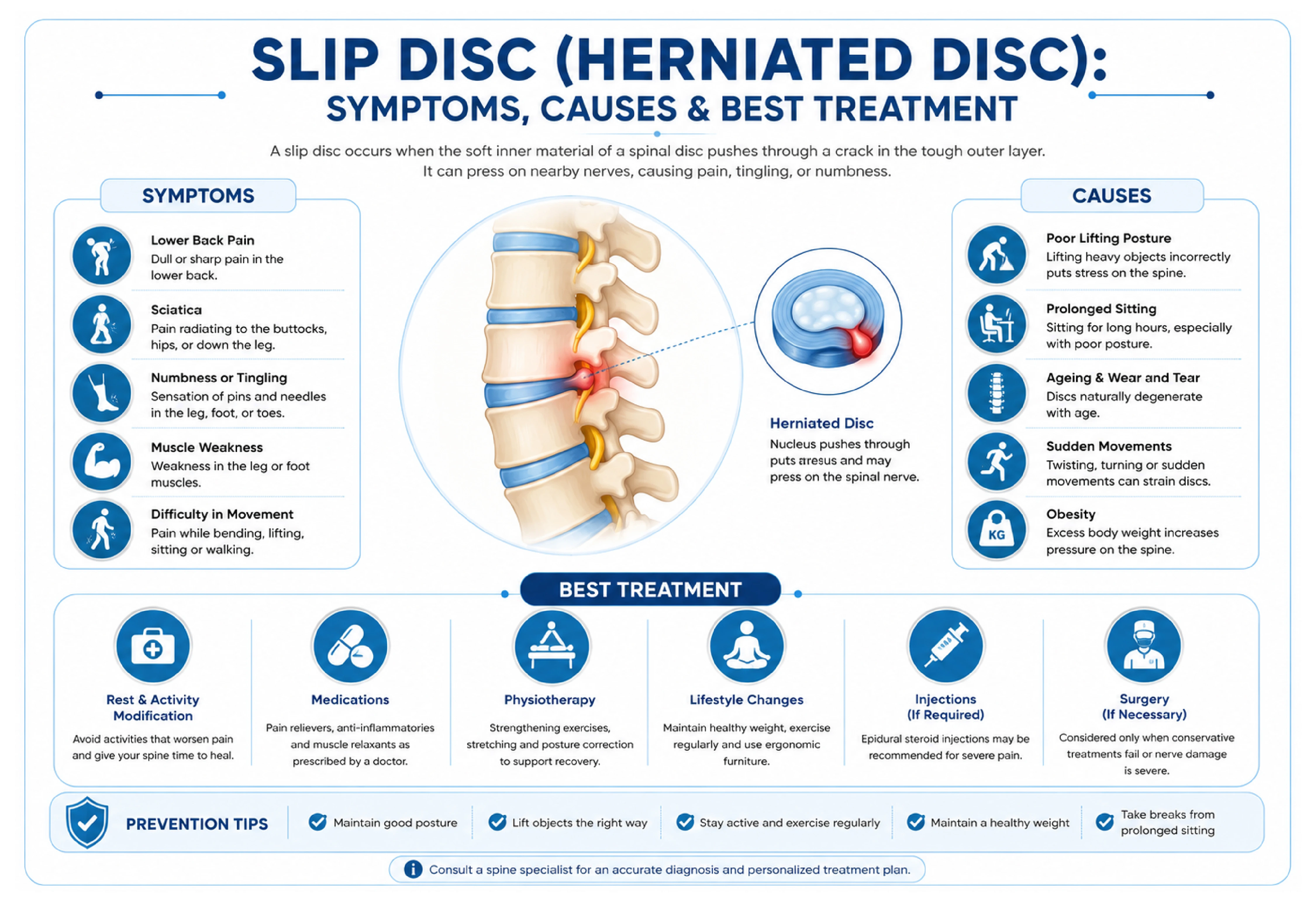 Slip Disc (Herniated Disc): Symptoms, Causes & Treatment